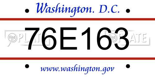 76E163 District Of Columbia License Plate