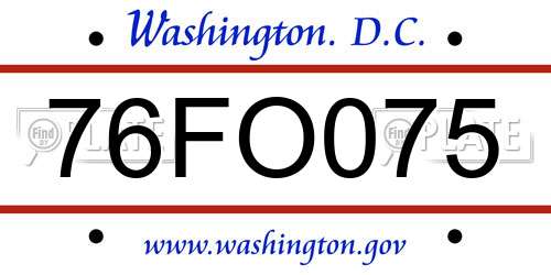 76FO075 District Of Columbia License Plate