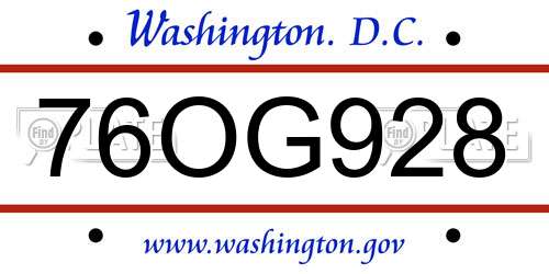 76OG928 District Of Columbia License Plate