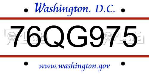 76QG975 District Of Columbia License Plate