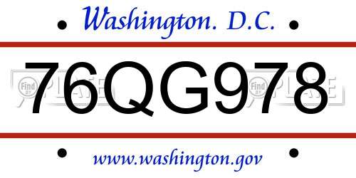 76QG978 District Of Columbia License Plate
