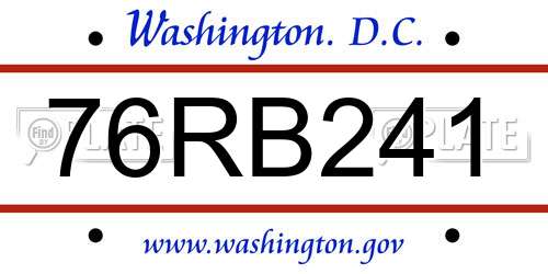 76RB241 District Of Columbia License Plate