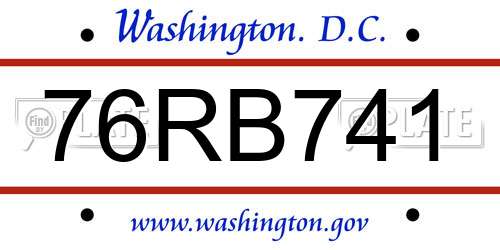 76RB741 District Of Columbia License Plate