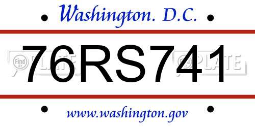 76RS741 District Of Columbia License Plate