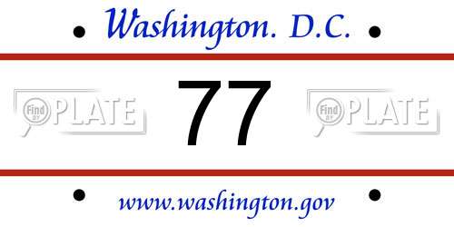 77 District Of Columbia License Plate