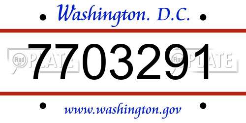 7703291 District Of Columbia License Plate