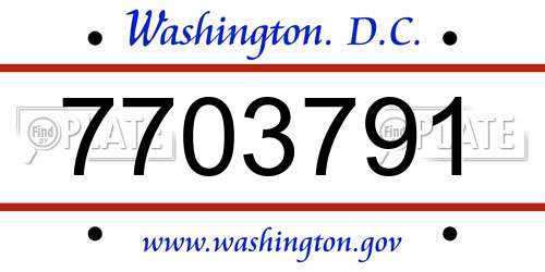 7703791 District Of Columbia License Plate