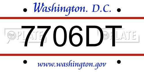 7706DT District Of Columbia License Plate