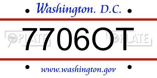 7706OT District Of Columbia License Plate