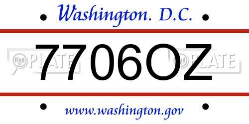 7706OZ District Of Columbia License Plate