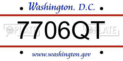 7706QT District Of Columbia License Plate