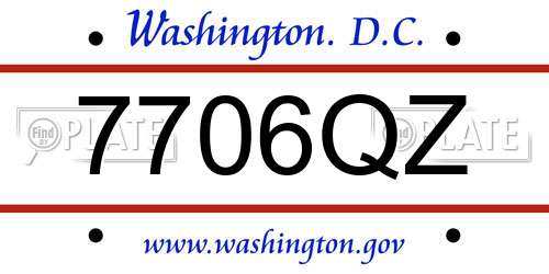 7706QZ District Of Columbia License Plate