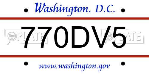770DV5 District Of Columbia License Plate