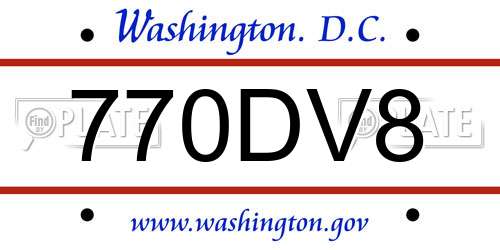 770DV8 District Of Columbia License Plate