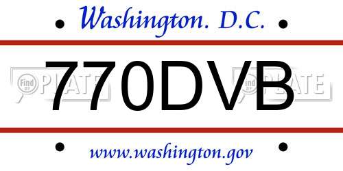 770DVB District Of Columbia License Plate