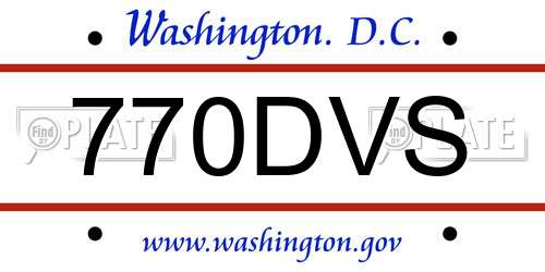 770DVS District Of Columbia License Plate