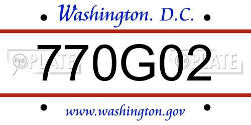 770G02 District Of Columbia License Plate
