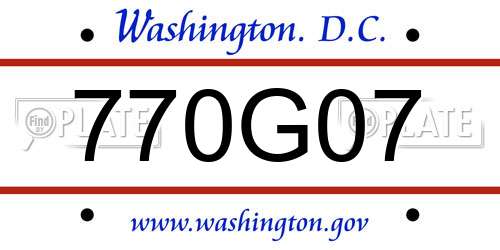770G07 District Of Columbia License Plate