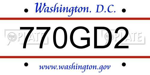 770GD2 District Of Columbia License Plate
