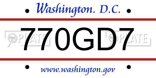 770GD7 District Of Columbia License Plate