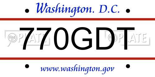 770GDT District Of Columbia License Plate