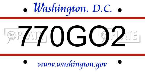 770GO2 District Of Columbia License Plate