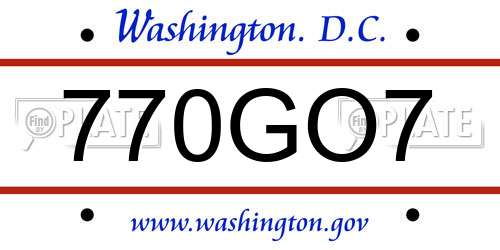 770GO7 District Of Columbia License Plate