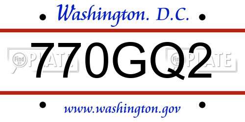 770GQ2 District Of Columbia License Plate