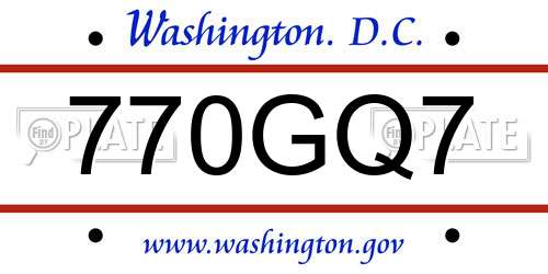 770GQ7 District Of Columbia License Plate