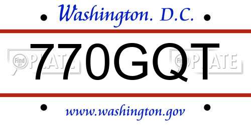 770GQT District Of Columbia License Plate