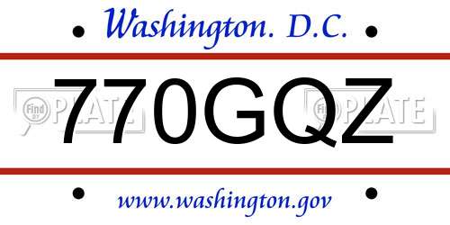 770GQZ District Of Columbia License Plate