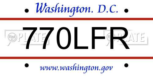 770LFR District Of Columbia License Plate