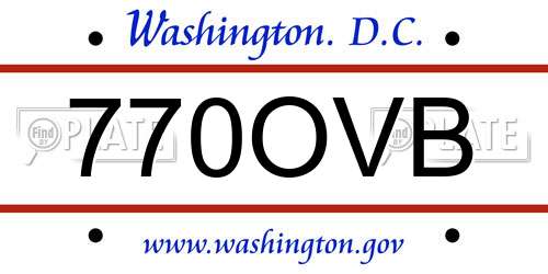 770OVB District Of Columbia License Plate