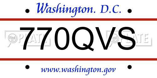 770QVS District Of Columbia License Plate