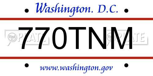 770TNM District Of Columbia License Plate