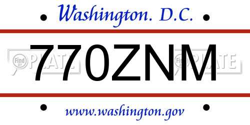 770ZNM District Of Columbia License Plate