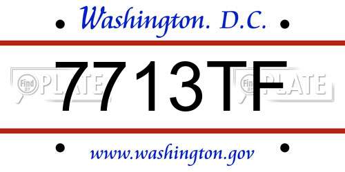 7713TF District Of Columbia License Plate