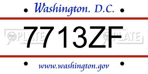 7713ZF District Of Columbia License Plate