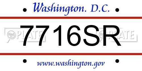 7716SR District Of Columbia License Plate