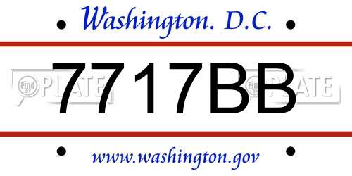 7717BB District Of Columbia License Plate