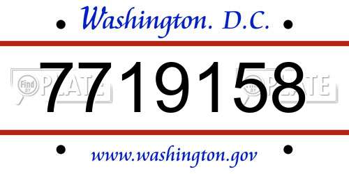 7719158 District Of Columbia License Plate
