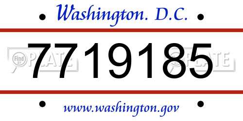 7719185 District Of Columbia License Plate