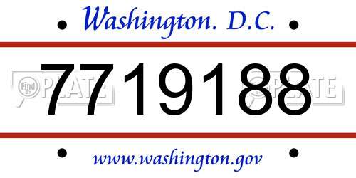 7719188 District Of Columbia License Plate
