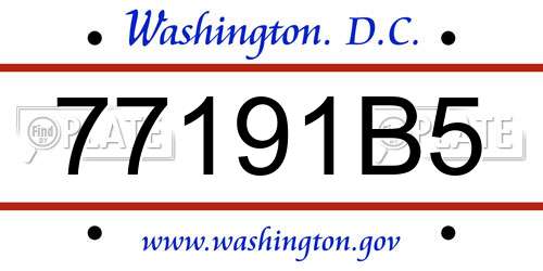 77191B5 District Of Columbia License Plate