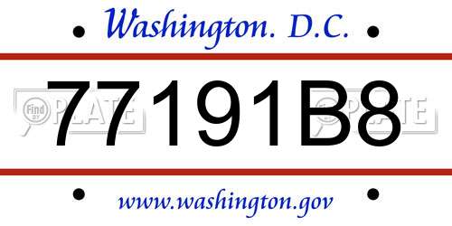 77191B8 District Of Columbia License Plate