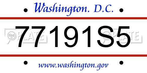 77191S5 District Of Columbia License Plate