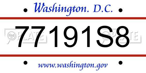 77191S8 District Of Columbia License Plate
