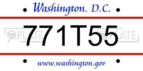 771T55 District Of Columbia License Plate