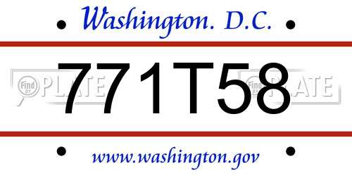 771T58 District Of Columbia License Plate