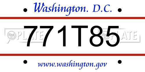 771T85 District Of Columbia License Plate